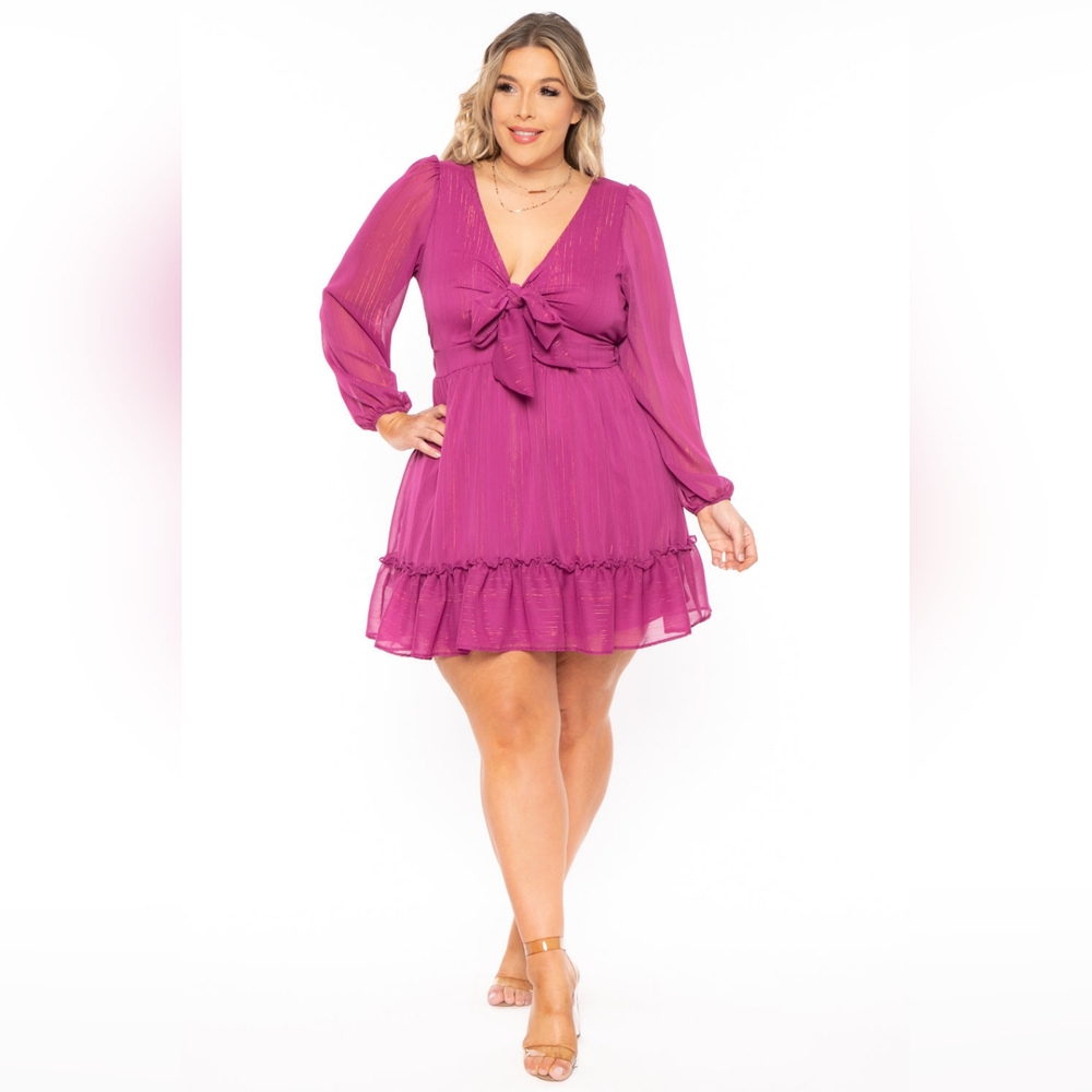 NEW NWOT CurvySense Plus Size Aide Chiffon Dress Purple Size 4XL